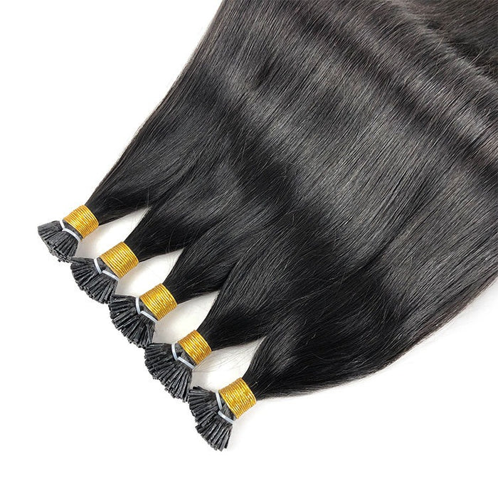 I-Tip Hair Extensions - Human Hair 100 Grams - Keratin Human Hair Extensions Black Color
