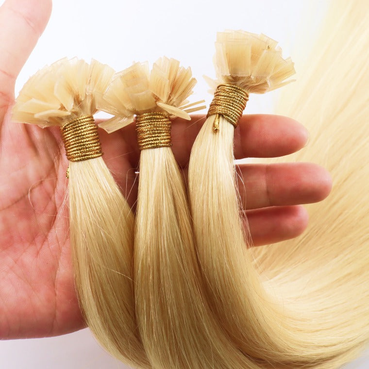 Flat-Tip Hair Extensions - Human Hair 100 Grams - Keratin Human Hair Extensions 613 Color-Customize to your preferences