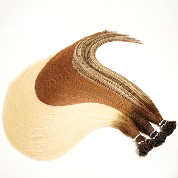 Flat-Tip Hair Extensions - Human Hair 100 Grams - Keratin Human Hair Extensions Ombre Color-Customize to your preferences