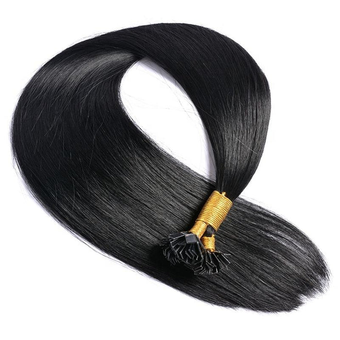 Flat-Tip Hair Extensions - Human Hair 100 Grams - Keratin Human Hair Extensions Black Color-Customize to your preferences