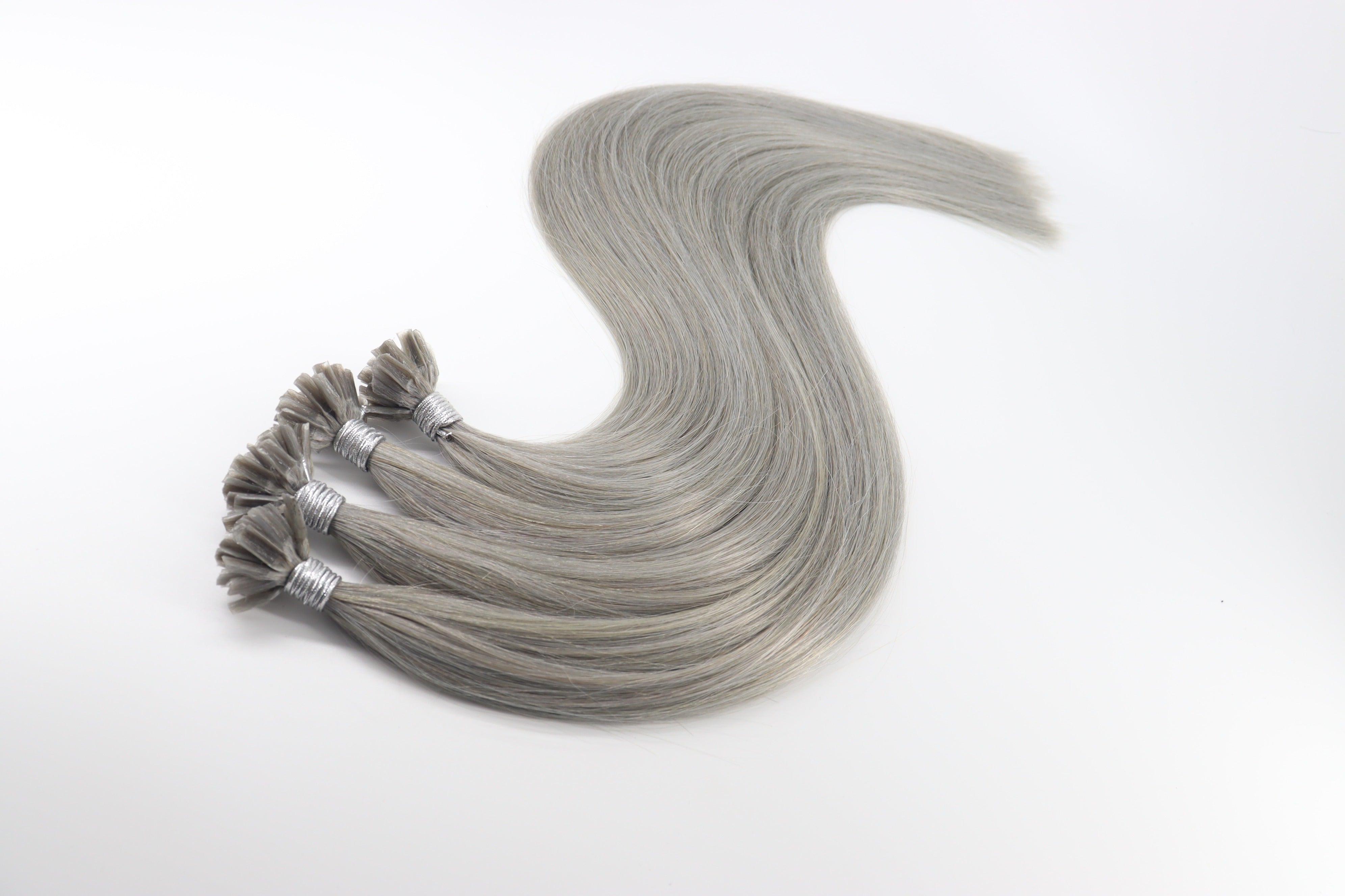 U-Tip Hair Extensions - Human Hair 100 Grams - Keratin Human Hair Extensions Gray Color