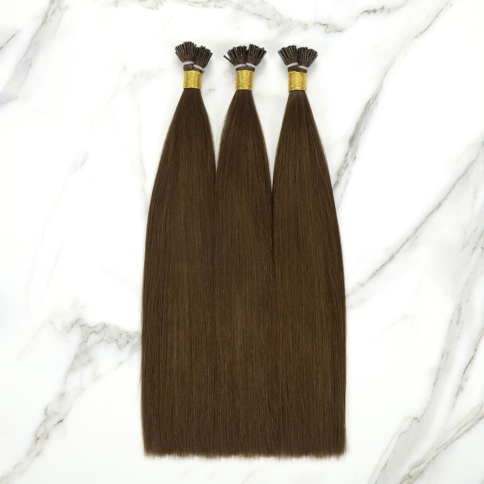 I-Tip Hair Extensions - Human Hair 100 Grams - Keratin Human Hair Extensions Brown Color