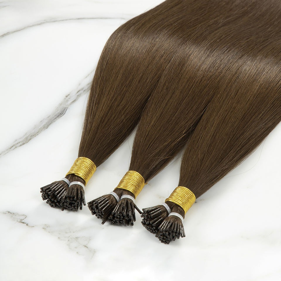 I-Tip Hair Extensions - Human Hair 100 Grams - Keratin Human Hair Extensions Brown Color