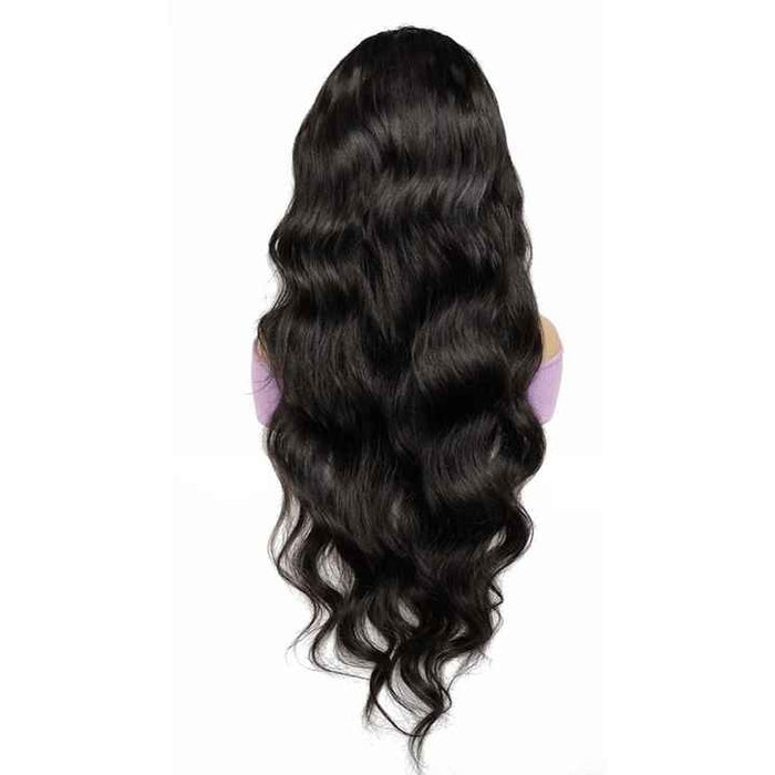 Wig Closure Virgin Hair Normal Lace Large Cap Size - Human Hair Normal Lace Wig With Natural Hairline Black Color- Body wave