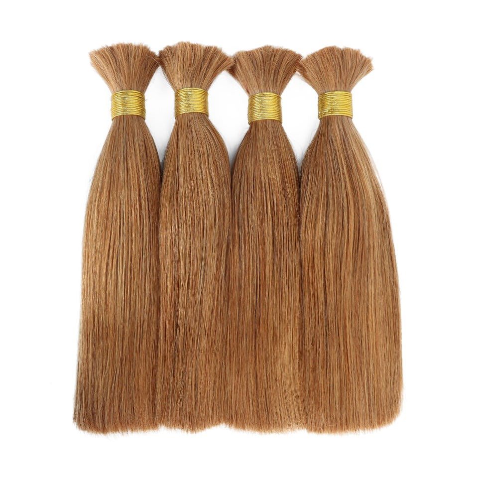 Light Golden Brown bulk Hair -Vietnamese Human Hair 100 Grams per bundle - Blonde Color Bundles- Customize to your preferences