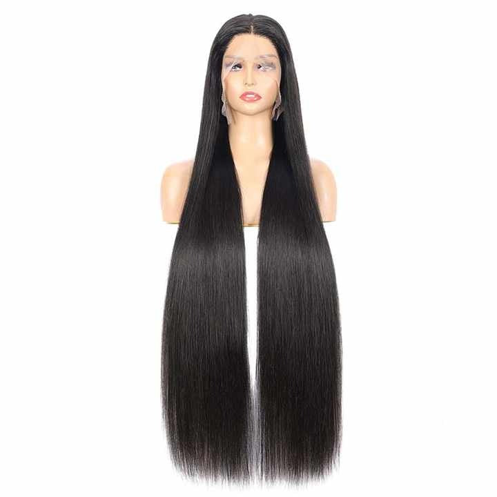Wig Frontal Human Hair HD Lace Black Color Medium Cap Size - Virgin Hair HD Lace Wig With Natural Hairline Black Color