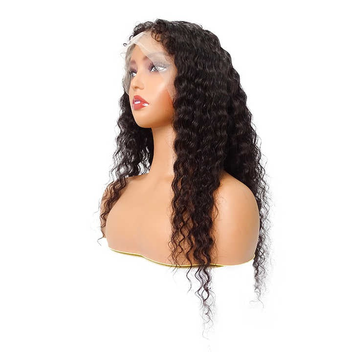 Wig Frontal Human Hair Normal Lace Black Color Small Cap Size - Virgin Hair Normal Lace Wig With Natural Hairline Black Color