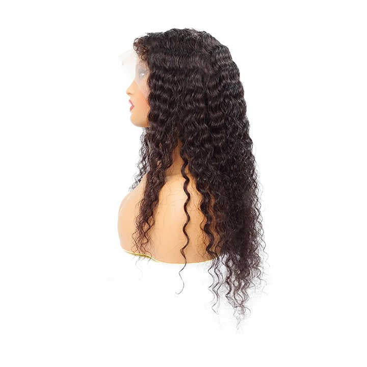 Wig Frontal Human Hair Normal Lace Black Color Small Cap Size - Virgin Hair Normal Lace Wig With Natural Hairline Black Color