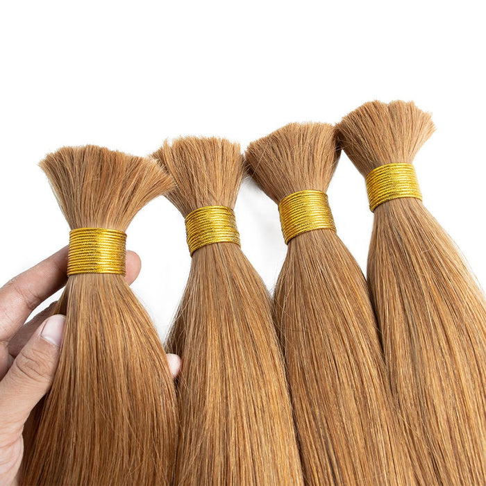 Light Golden Brown bulk Hair -Vietnamese Human Hair 100 Grams per bundle - Blonde Color Bundles- Customize to your preferences