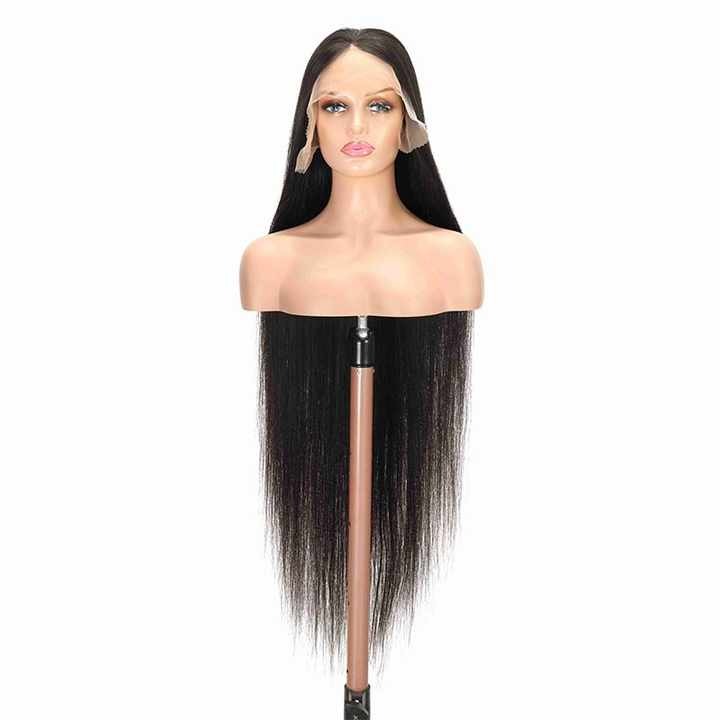Wig Frontal Human Hair HD Lace Black Color Large Cap Size - Remy Hair HD Lace Wig With Natural Hairline Black Color