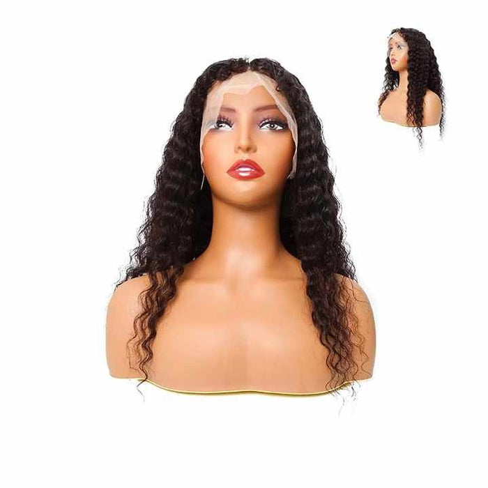 Wig Frontal Human Hair Normal Lace Black Color Small Cap Size - Virgin Hair Normal Lace Wig With Natural Hairline Black Color