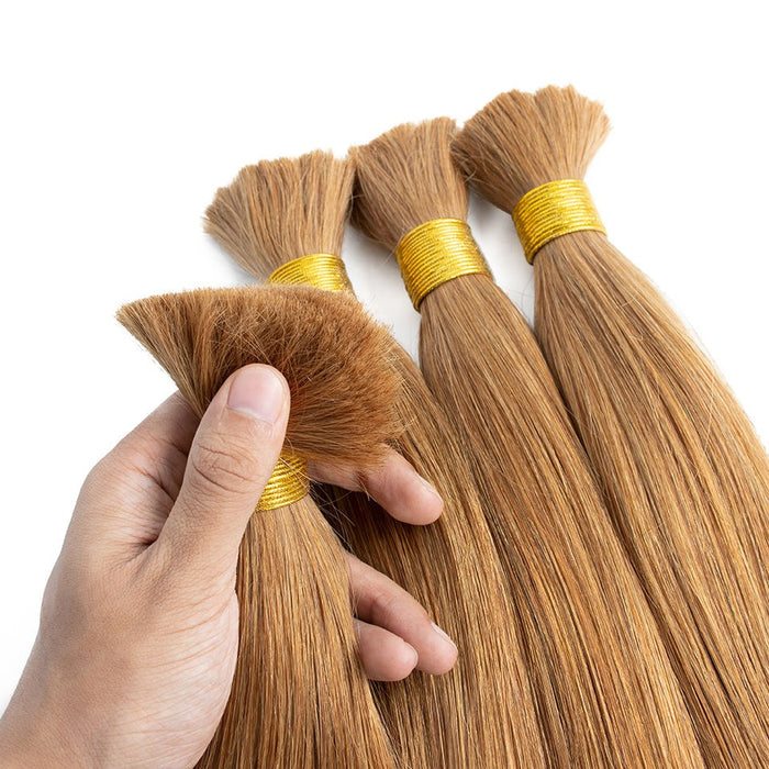 Light Golden Brown bulk Hair -Vietnamese Human Hair 100 Grams per bundle - Blonde Color Bundles- Customize to your preferences