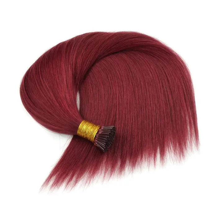 I-Tip Hair Extensions - Human Hair 100 Grams - Keratin Human Hair Extensions Red Color