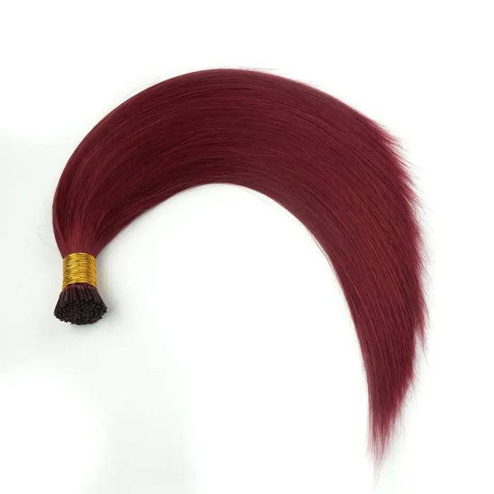 I-Tip Hair Extensions - Human Hair 100 Grams - Keratin Human Hair Extensions Red Color