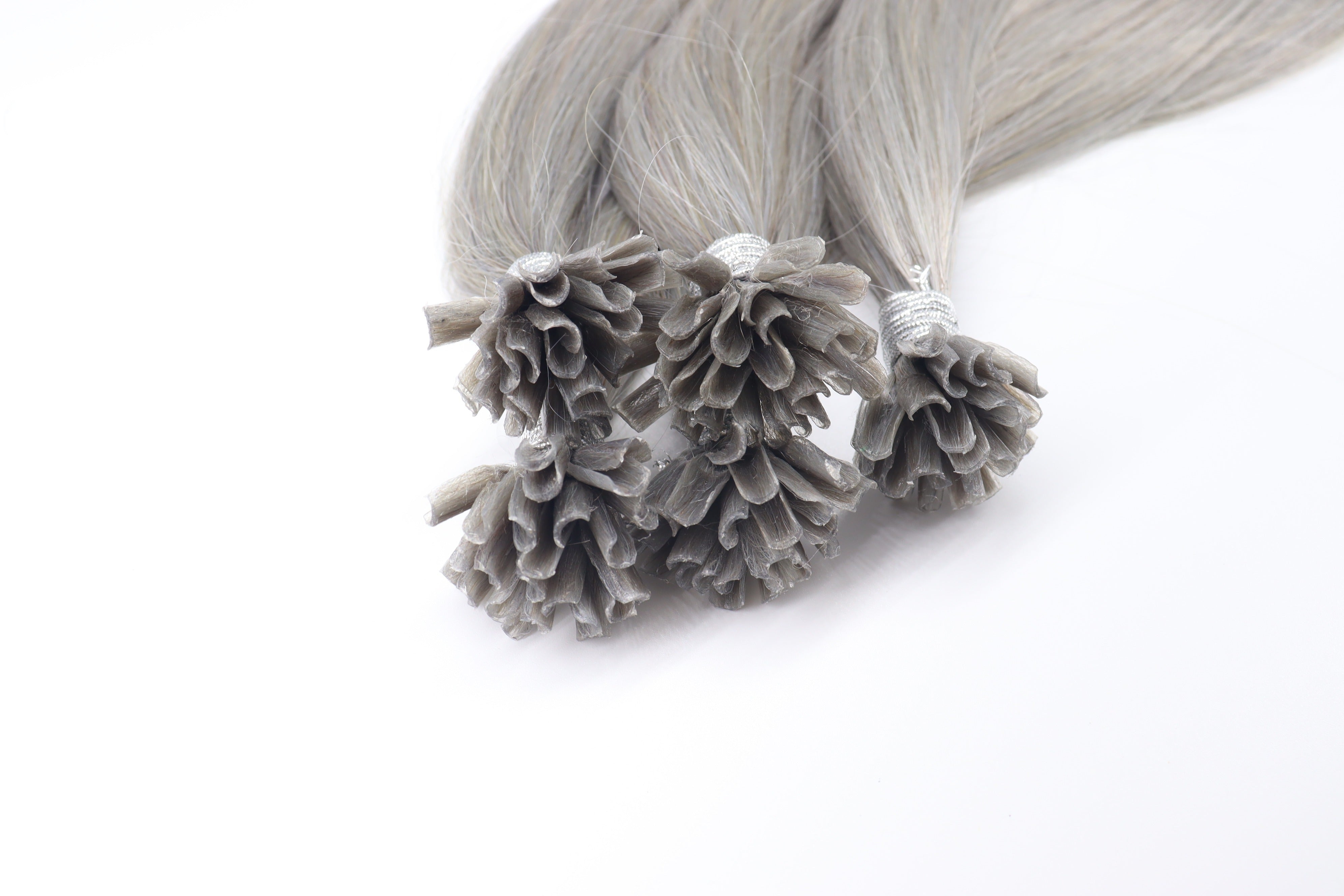 U-Tip Hair Extensions - Human Hair 100 Grams - Keratin Human Hair Extensions Gray Color