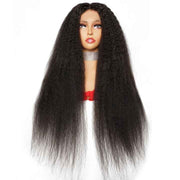 Wig Closure Remy Hair HD Lace Medium Size - Human Hair HD Lace Wig With Natural Hairline Black Color-Yaki Kinky Straight
