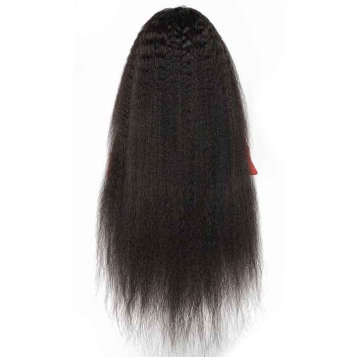 Wig Closure Remy Hair HD Lace Medium Size - Human Hair HD Lace Wig With Natural Hairline Black Color-Yaki Kinky Straight