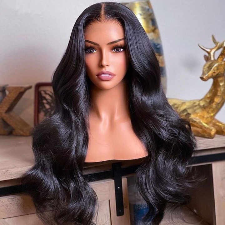 Wig Hair 360 Lace - Vietnamese Virgin Human Hair Wig Black Color Natural Hairline Full Lace
