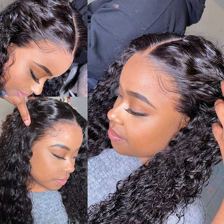 Wig Frontal Human Hair Normal Lace Black Color Large Cap Size - Virgin Hair Normal Lace Wig With Natural Hairline Black Color